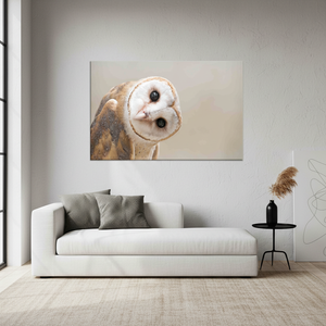 Elegante obra de arte impresa en lienzo: impresión fotográfica de búho para decoración de loft, lienzo envuelto - Product Image 3