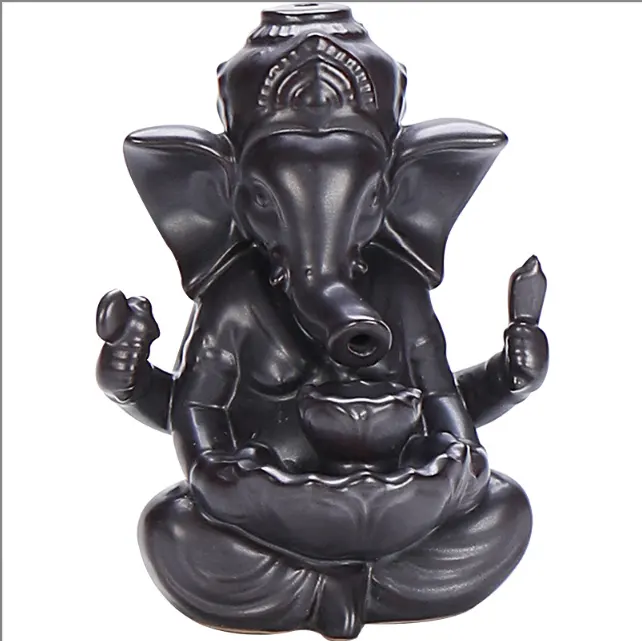 India Ganesha backflow Queimador de incenso fonte cachoeira suporte de cerâmica casa Zen yoga spa presente feminino cones incenso