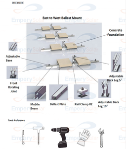 Support de module solaire PV toit plat lesté installer des supports photovoltaïques sur le sol avec plateau lesté jetée en béton - Product Image 4