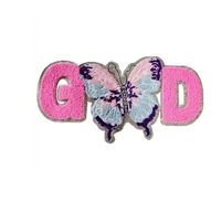 En gros, Patch brodé thermocollant 25 cm en chenille pailletée, motif Dieu Papillon, pour vêtement