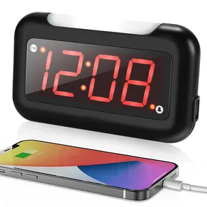 2023 Neue Hot Selling Big Lcd Display Wecker Tisch uhr mit USB-Lade anschlüssen Wecker