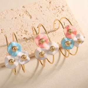 Jingciren Boutique <b>Cross</b>-border New Color Flower <b>Bracelet</b> Light Luxury High-end Dropping Oil Open <b>Bracelet</b> Fashion Design - Product Image 2