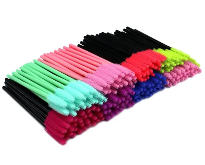 Silicone Tip Lash Mascara Wands Makeup Brush Plastic Eyelash Spoolies Disposable Lash Spoolie Brush