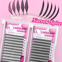 Extensions de cils pré-faites Abonnie 0.07 Feathered Premade Fans Narrow Anime Spikes Eyelash Extension Trays Wholesale 0.07 Fox Anime Spire Lash Extensions
