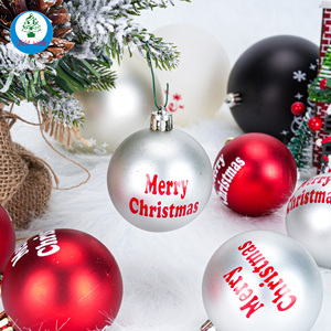 Set di 6 Palline Natalizie Opache con Stampa 'Merry Christmas', Decorazioni Infrangibili per Albero di <span class=keywords><strong>Natale</strong></span>, Vendita all'Ingrosso - Product Image 1