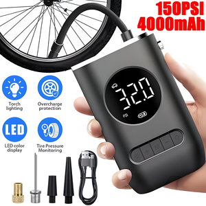 Gonfleur de pneus portable 150 PSI, pompe à air électrique <span class=keywords><strong>rechargeable</strong></span> 4000 mAh avec arrêt automatique pour voitures, motos, vélos, ballons - Product Image 5