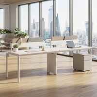Poste de travail de bureau individuel moderne en bois avec cloison de séparation pour employés, ensemble de mobilier de bureau blanc