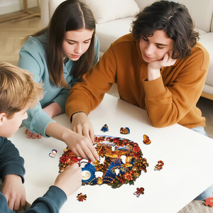 Puzzle en bois personnalisé de rennes et de traîneau de Noël, 100 à 200 pièces, jouet éducatif pour enfants de 8 à 13 ans, cadeau de fête unisexe - Product Image 4