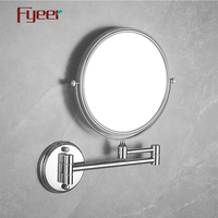 Espejo Redondo de Pared con Aumento para Baño, Moderno, de Acero Inoxidable, Marca Fyeer