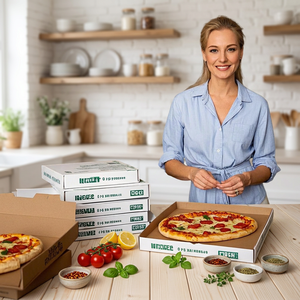 Caja de Pizza <span class=keywords><strong>Kraft</strong></span> Desechable Ecológica Biodegradable Mate con Logotipo Personalizado, <span class=keywords><strong>Cartón</strong></span> <span class=keywords><strong>Corrugado</strong></span> Impermeable de 16 oz, Cuatro Colores - Product Image 2