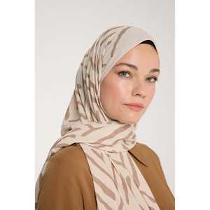 Bufanda Tradicional de Visón Pure Tone con Patrón en V en Color Beige - Product Image 2