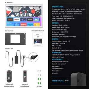 Miroir de salle de bain intelligent de 32 pouces avec téléviseur 4K Ultra HD et diffusion d'écran sans fil pour la chambre à coucher - Product Image 6