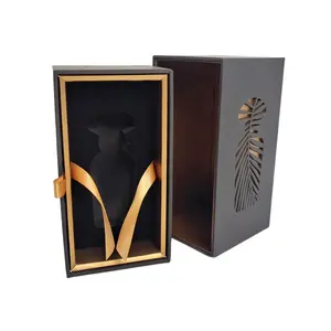 Caja de regalo de perfume negra personalizada Caja de papel de cajón de lujo Caja de paquete de perfume para regalos