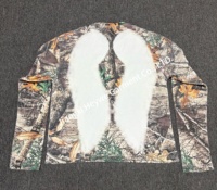 Custom Echte Boom Print Jacht Kleding Wandelen Camping Lange Mouwen T Shirts Grafische Lange Mouw Camoflouge Wafel Crew T-Shirt