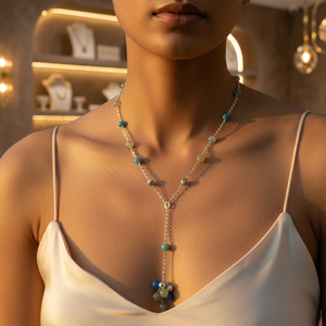 14k Gold 925 <b>Silver</b> Beaded Necklace Women Cross-Shape Gemstone Jewelry Freshwater Pearl Moissanite Gold Plated Chains Daily Wear - Product Image 4