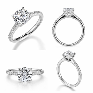 Bague solitaire de luxe avec diamant de laboratoire taille cathédrale, en or 14K 18K ou platine, qualité supérieure D couleur VVS1, taille idéale - Product Image 1