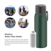 Botol Filter Air Alkali Bebas BPA Berkualitas Tinggi dengan Filter Serat Karbon dan Botol Stainless Steel untuk Aktivitas Luar Ruangan, RV & Mobil