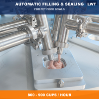 Machine de remplissage et de scellage rotative LWT pour bols d'aliments pour animaux de compagnie, 800 à 900 tasses par heure, acier inoxydable 304 avec convoyeur