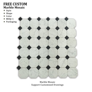 SUCCESS S044 <span class=keywords><strong>Carrelage</strong></span> de sol en mosaïque de marbre <span class=keywords><strong>blanc</strong></span> de Carrare <span class=keywords><strong>octogonal</strong></span> poli avec des points noirs purs <span class=keywords><strong>Carrelage</strong></span> de sol en mosaïque <span class=keywords><strong>Carrelage</strong></span> d'intérieur - Product Image 1