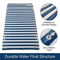 Matelas flottant gonflable double de luxe bleu marine et blanc à rayures, surdimensionné, pour piscine, plage, lac