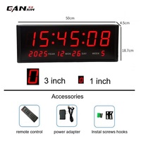 Horloge murale numérique électronique à LED GANXIN de 3 pouces avec affichage de la date, du jour et du calendrier pour la maison, le bureau, l'église, la gare, l'hôpital