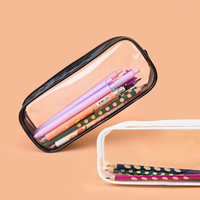 Pochette transparente vierge personnalisable avec fermeture éclair, 20x3.5x8cm, multi-fermetures, durable, pour l'école et le bureau