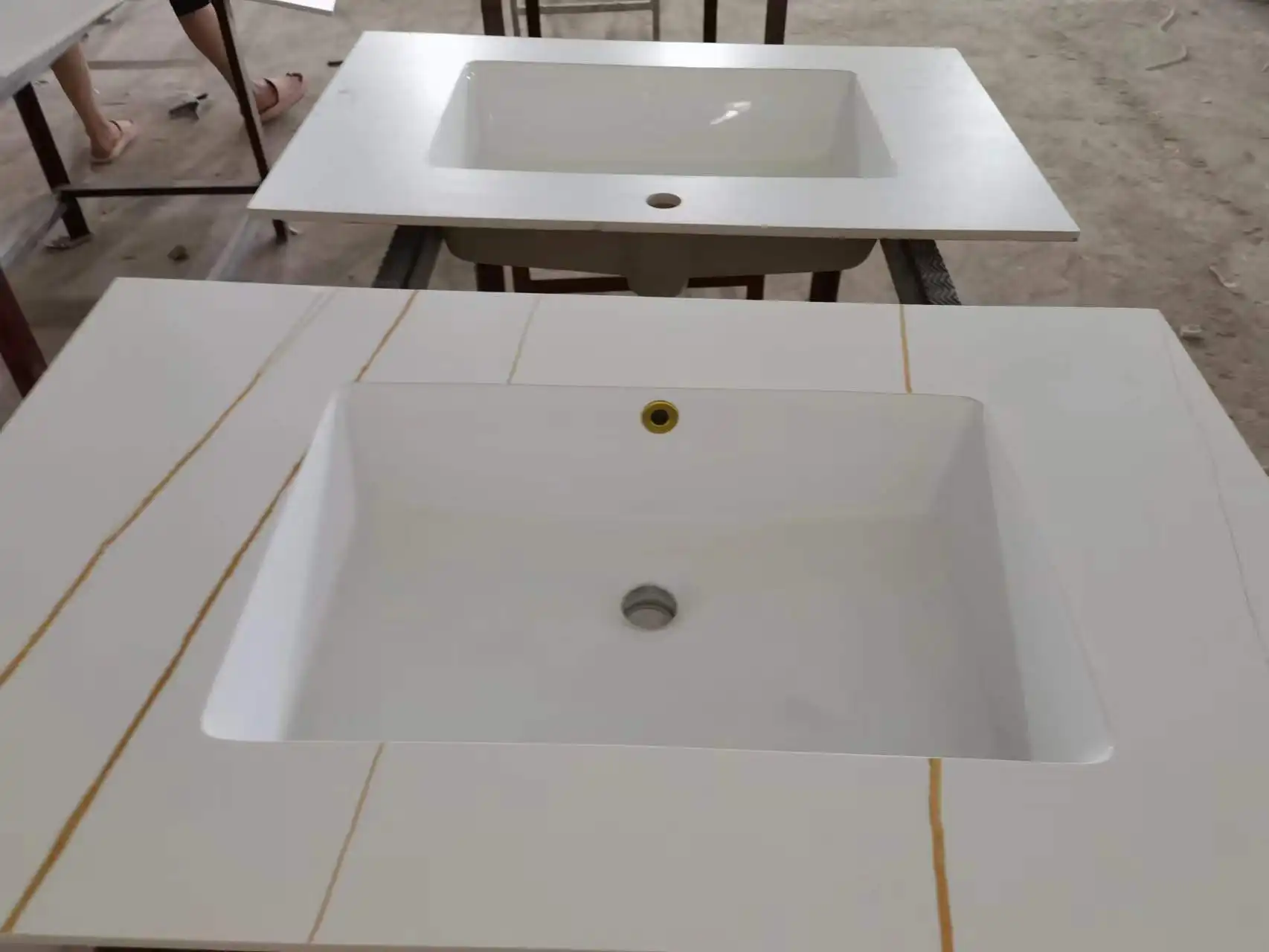 Vanity Top Bathroom European Counter Top Basin Artificial Marble Stone Bathroom Vanity Sink Counter Top
