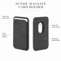 Portefeuille fin en daim pour hommes et femmes, porte-cartes magnétique, étui pour cartes de crédit, gris anthracite, pour les voyages et l'usage quotidien