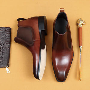Luxury High Quality <b>Chelsea</b> <b>Boots</b> Men's Ankle Real Leather Winter Pointy Business Dress Slip-On Anti-Slippery Wholesale - Product Image 3