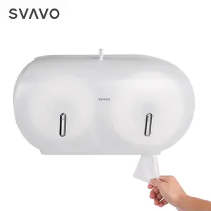 SVAVO Dispenser tisu tempel dinding transparan, Dispenser rol kertas Toilet kembar Jumbo untuk ruang kecil komersial umum