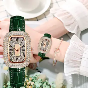 square new arrive women full rhinestone diamond leather quartz watches fashion hot sale ladies crystal waist watches