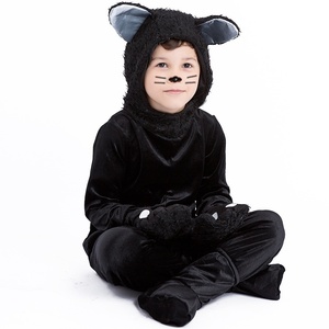 成人儿童黑猫连身衣服装舞台表演万圣节黑猫动物服装带尾巴和爪子手套 - Product Image 6