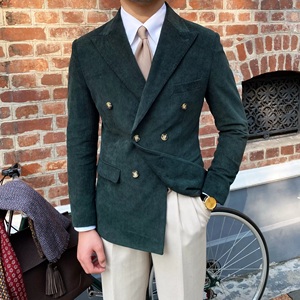 <span class=keywords><strong>Giacca</strong></span> di velluto a coste Casual retrò da <span class=keywords><strong>uomo</strong></span> autunno e inverno doppio petto Slim <span class=keywords><strong>giacca</strong></span> Casual - Product Image 6