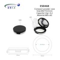 Boîtier compact OEM pour poudre pressée et fond de teint, en plastique ABS+AS noir recyclable, forme cylindrique avec miroir, couleur personnalisable, pour cosmétiques, vente en gros