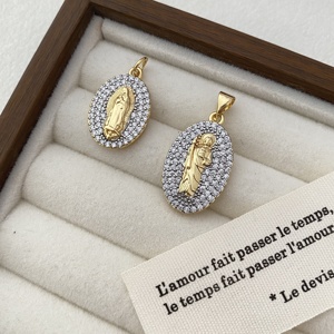 Collier pendentif ovale en ZIRCON brillant Vierge <span class=keywords><strong>Marie</strong></span> et Saint Jude, bijoux religieux catholiques pour femmes, cadeau pour la prière quotidienne à l'église - Product Image 6