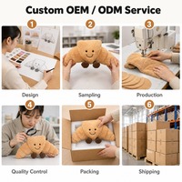 Peluche en forme de croissant - Super douce en polyester et coton lavé, adorable poupée alimentaire, cadeau anti-stress