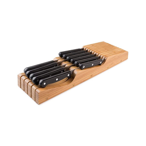 Natural Bamboo Wood Universal Magnetic Knife Drawer Organizer Block Holder Kitchen Bamboo Knife Storage Rack Display Stand