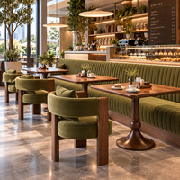 Ensemble de mobilier de café commercial moderne sur mesure, chaises de salle à manger rembourrées, tables en bois, sièges de banquette pour café, restaurant