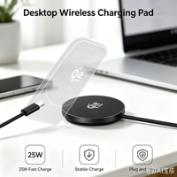 Chargeur sans fil rapide 15W avec entrée Type-C, personnalisable (logo OEM/ODM), compatible CE FCC ROHS - pour smartphones et montres connectées