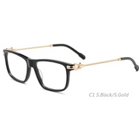 Frame Kacamata Optik Model 25152 Persegi Panjang Kombinasi Logam Asetat Vintage Asetat Logo Custom Stok Tersedia Kacamata Retro