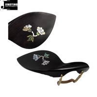 Repose-menton de violon haut de gamme Jingying 2026 en ébène incrusté de fleurs de prunier avec vis de fixation dorée, accessoires de violon personnalisés