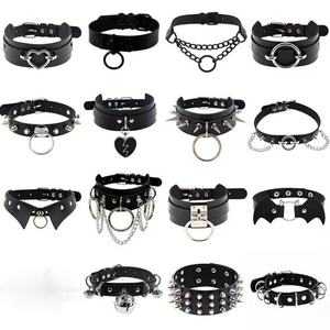 Women <b>Men</b> Cool Punk Choker Gothic Goth Spike Heart Shape Biker Choker PU <b>Leather</b> Collar Studded Rock <b>Necklace</b> - Product Image 1