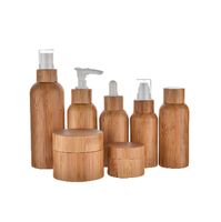 Set Botol Bambu Botol Kaca Losion, Perawatan Kulit Kosmetik Ramah Lingkungan