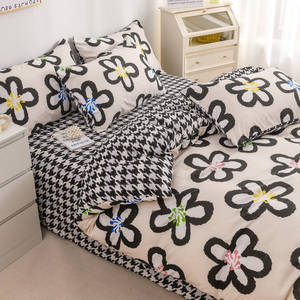 Sábana de cama de poliéster para niños, juego de ropa de cama de lino con estampado Floral de <span class=keywords><strong>estilo</strong></span> nórdico sencillo, de cuatro piezas - Product Image 3