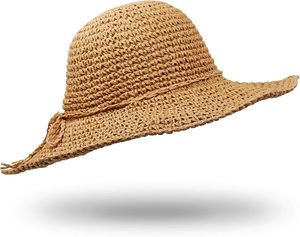 子供と大人のための夏のビーチ保護麦わら帽子折りたたみ可能な包装クロッシュスタイル麦わら帽子