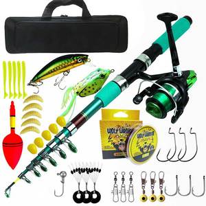 Set Portatile da Pesca con Canna e Mulinello in Vetro per Pesca a Mosca in Acqua Dolce e Salata, Combo per Salmone, Trota, Luccio e Pesce Gatto - Product Image 1