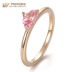 Vente en gros d'usine, personnalisation sur mesure, bague en or jaune 18 carats massif véritable, sertie de saphirs roses à taille spéciale, best-seller en ligne. - Product Image 1