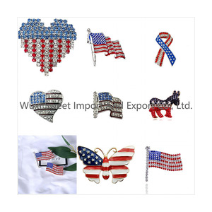 Épingles à revers patriotiques en cristal transparent bleu rouge avec drapeau américain, livraison rapide, pour le 4 juillet, pour la décoration - Product Image 2