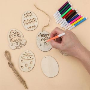<b>Wooden</b> Engraved Hollow Easter Egg Ornament Home Decoration DIY Handmade Craft for Easter Festival Party - Product Image 3