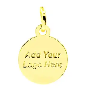 Edelstahl Individuelles Logo Schmuck tags zubehör Schwanz Kette Anhänger Runde Disc Charms Schmuck Machen Lieferungen